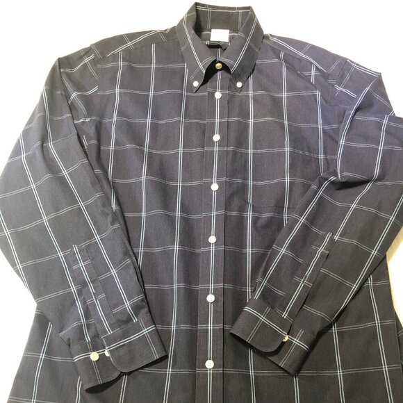 Brooks Brothers 1818 orig polo Mens Size Large Navy Blue w Lite Blue Ck Pattern - Picture 2 of 8